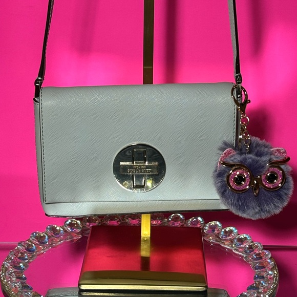Kate Spade Gray Crossbody Bag with Owl Charm Approx. 8” x 6” x 1” - Picture 1 of 10